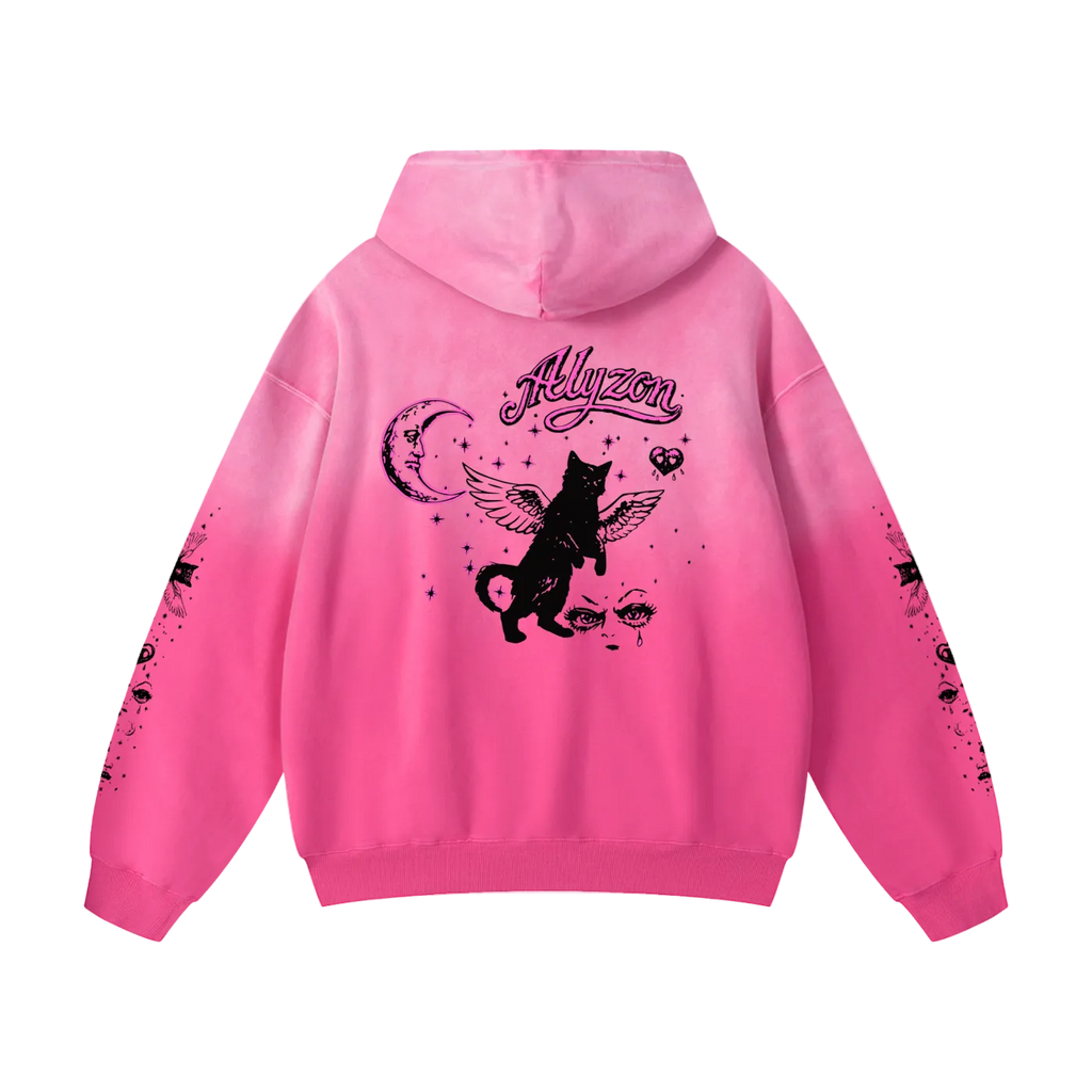 Alyzon: Pink Faded Oversized Hoodie