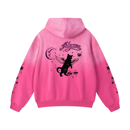 Alyzon: Pink Faded Oversized Hoodie