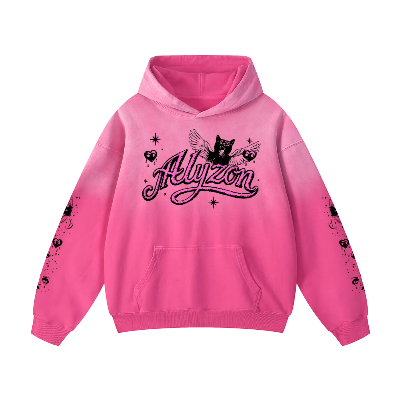 Alyzon: Pink Faded Oversized Hoodie